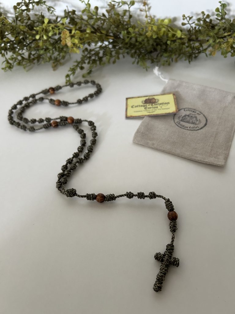 Forest Green & Jerusalem Olive Wood Knotted Rosary